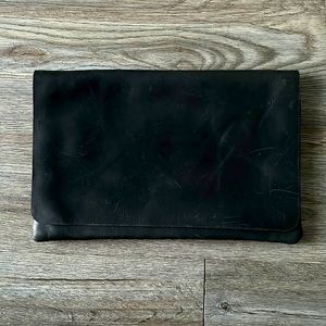 Able black leather clutch. NWT.